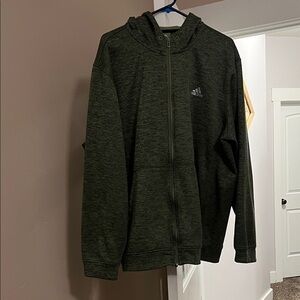 Adidas Dark Green Full-Zip Hoodie